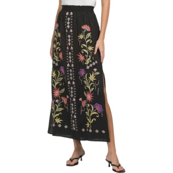 JOHN VARVATOS STAR Linen Blend High Slit Skirt - Picture 1 of 4